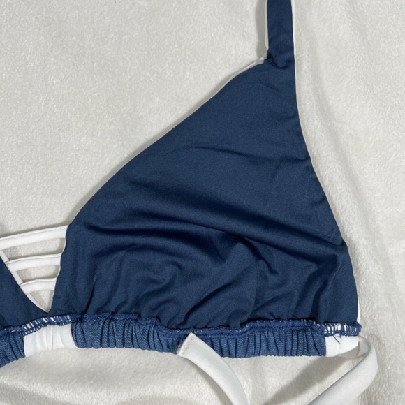 NWT Seafolly [ US 6‎ D-Cup ] Block Party Triangle Bikini Swim Top in Denim - Picture 10 of 11